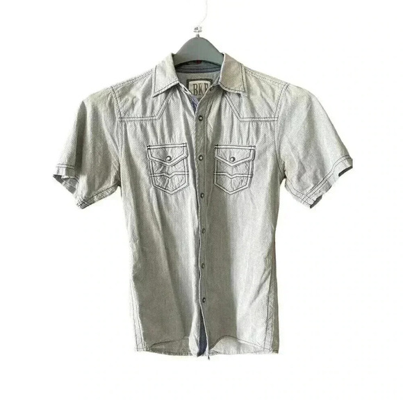BKE Vintage Men's Small Standard Fit Gray Short Sleeve Button Up Shirt Western - Picture 1 of 5